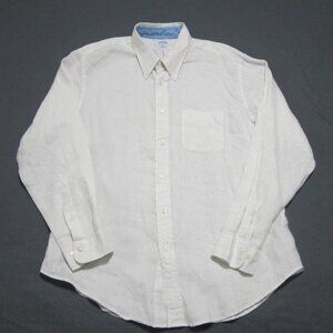 Brooks Brothers 346 Men's Slim Fit All Linen Shirt XL White Long Sleeve Button